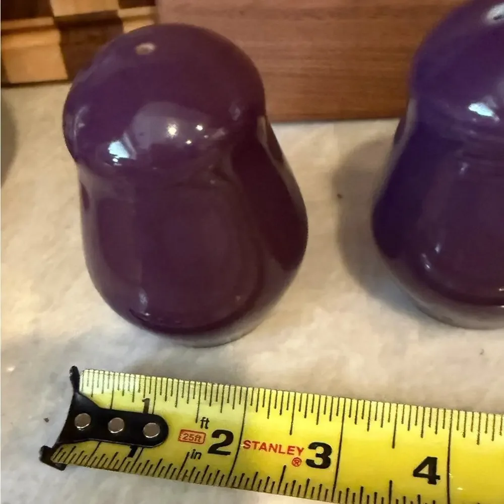 Vintage purple salt and pepper shakers